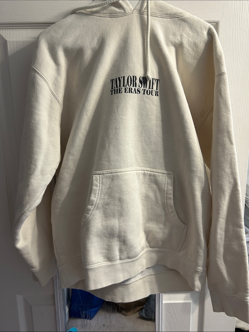 Taylor Swift Cream Hooded Sweatshirt with Black Chest Logo